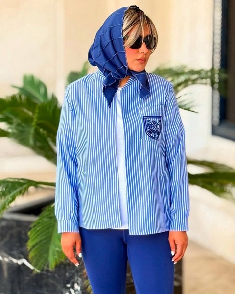 شومیز ابی راه راه